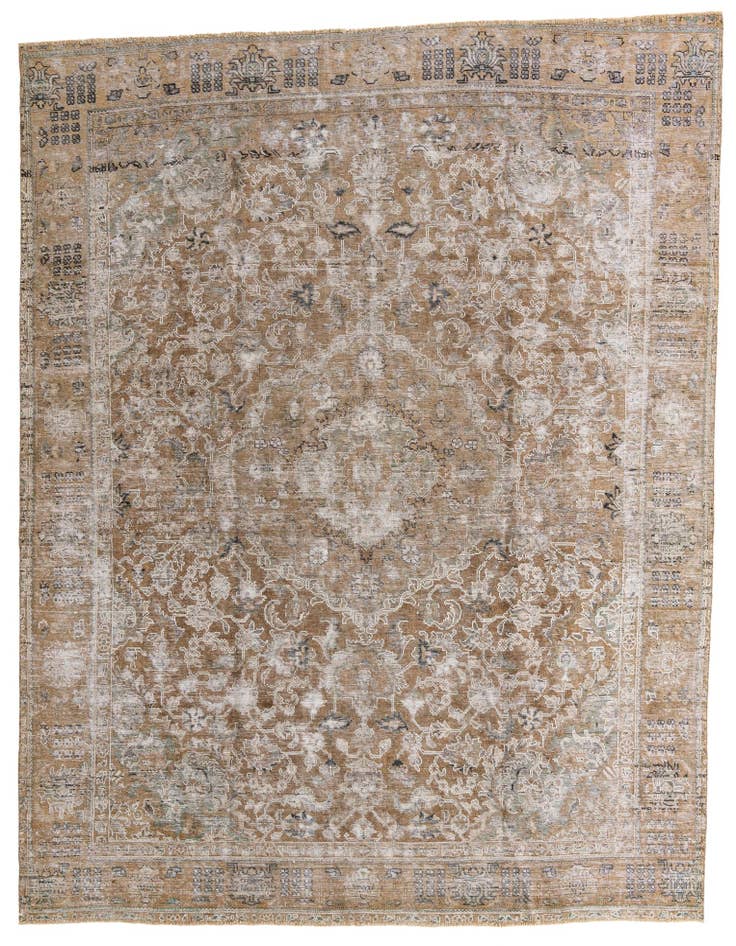 Detail image of 9' 7 x 12' 7 Hand Knotted Ultra Vintage Persian Wool Rug