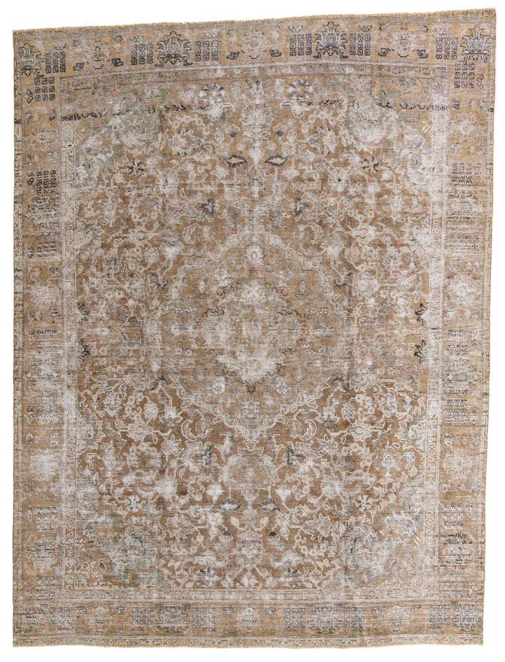 Detail image of 9' 7 x 12' 7 Hand Knotted Ultra Vintage Persian Wool Rug