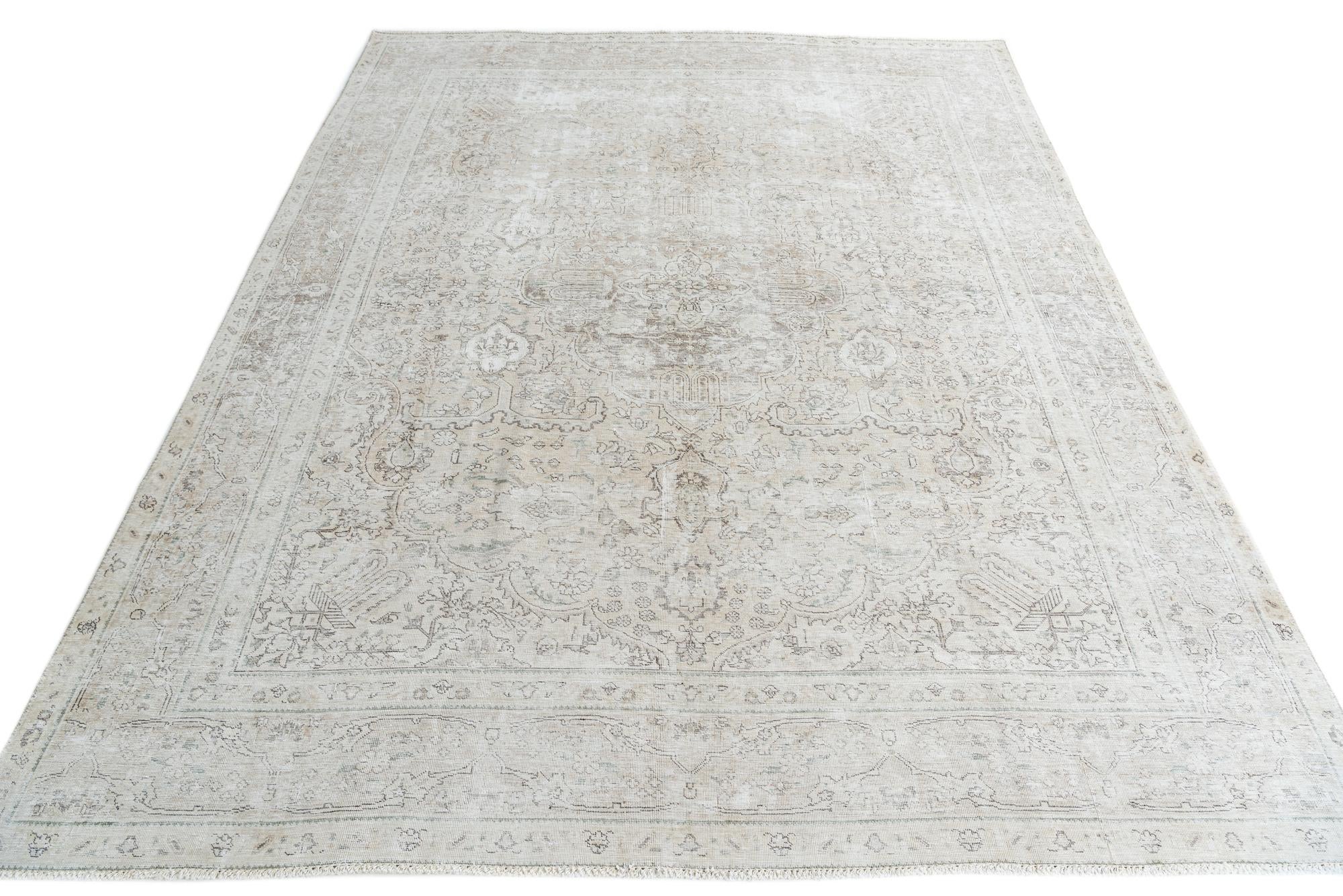 9' 4 x 12' 4 Hand Knotted Ultra Vintage Persian Wool Rug