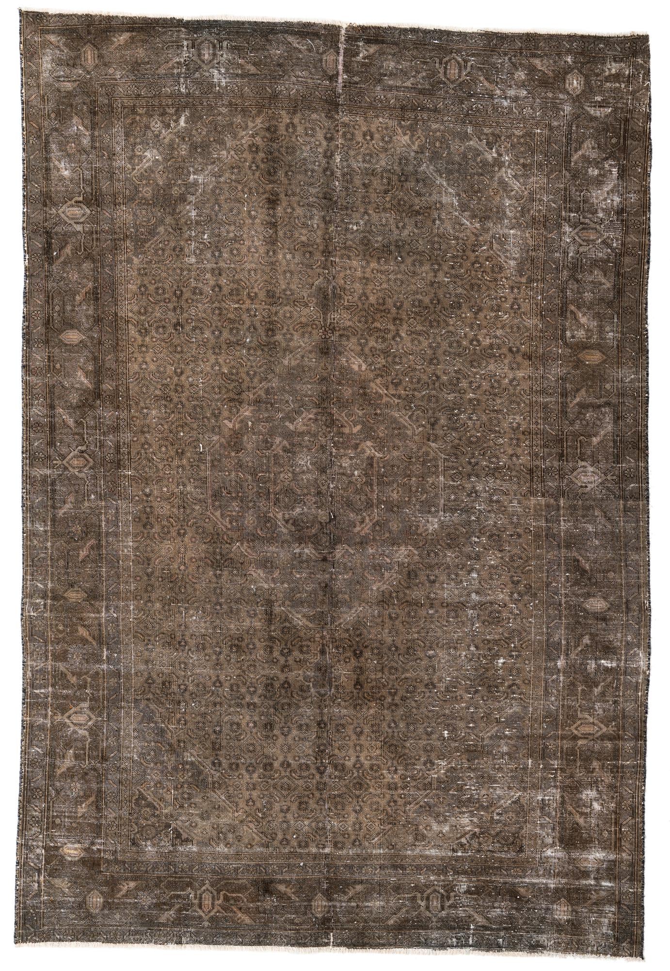 6' 2 x 9' Hand Knotted Ultra Vintage Persian Wool Rug