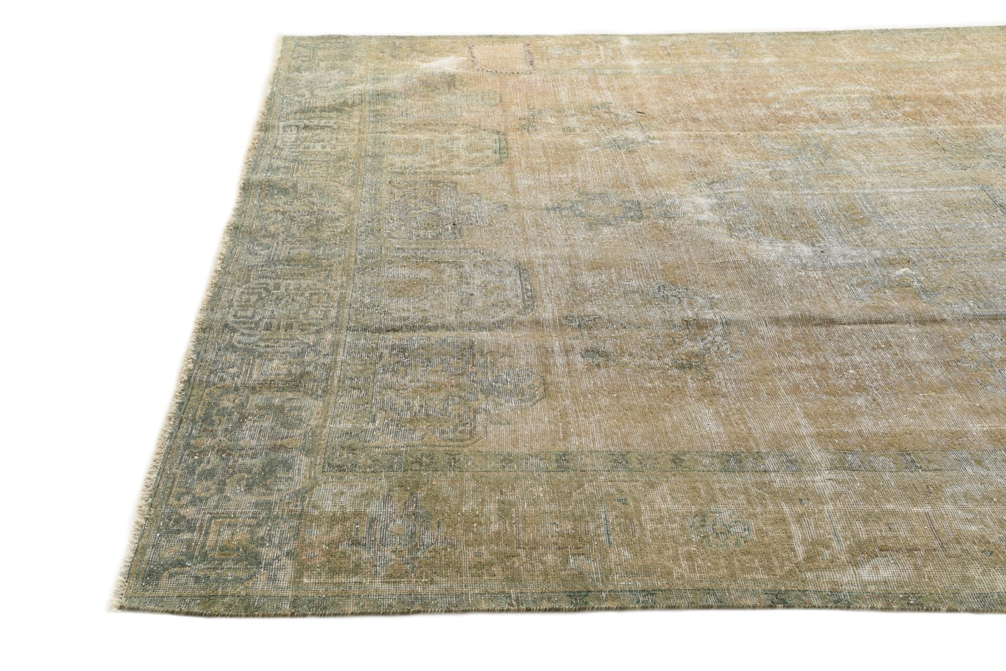 9' 8 x 12' 5 Hand Knotted Ultra Vintage Persian Wool Rug