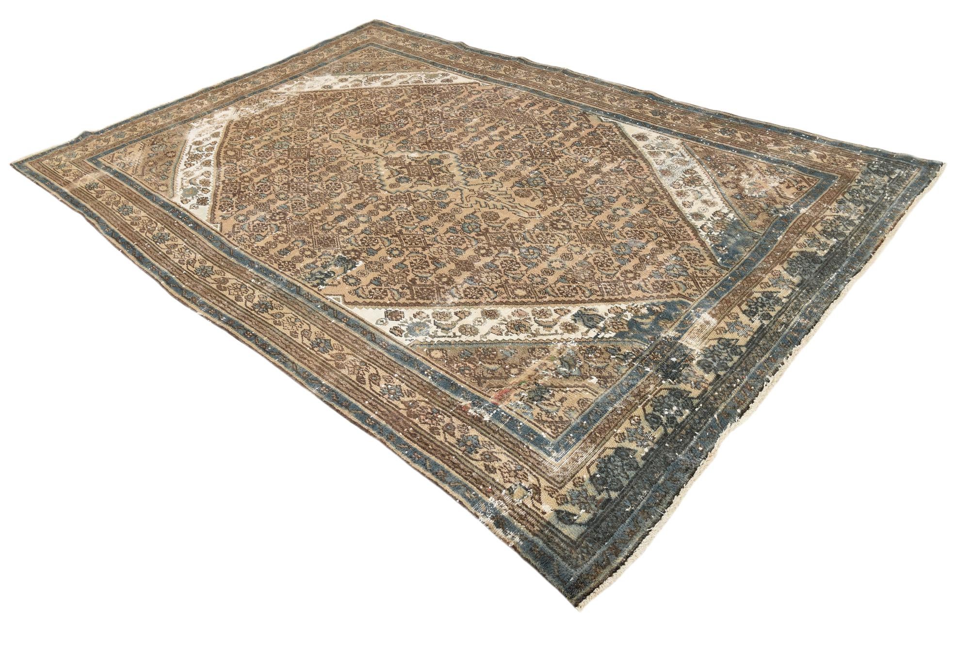 7' x 10' 3 Hand Knotted Ultra Vintage Persian Wool Rug