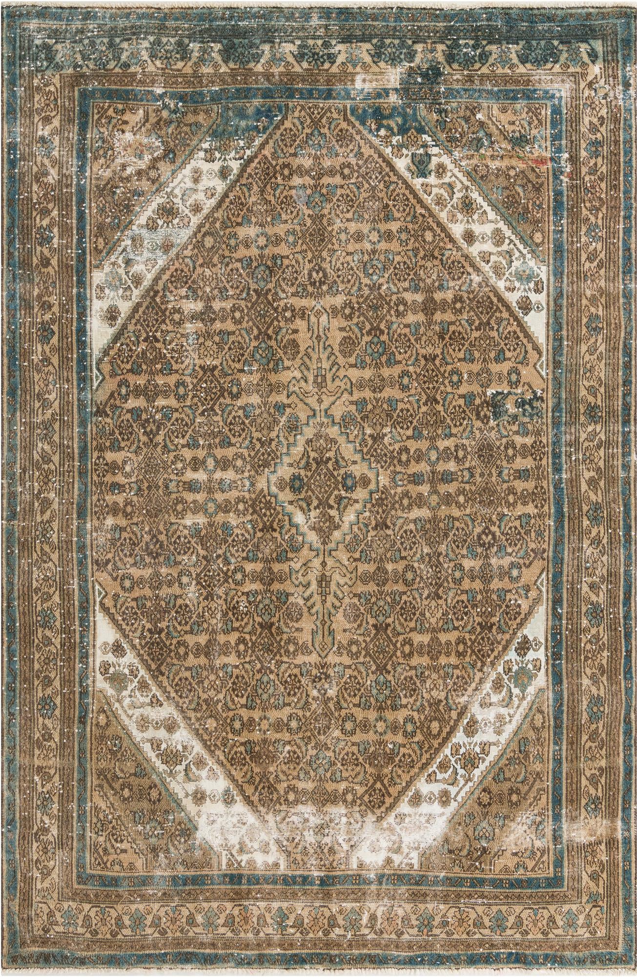 7' x 10' 3 Hand Knotted Ultra Vintage Persian Wool Rug