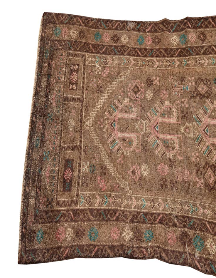 Detail image of 2' 8 x 4' 5  Hand Knotted Ultra Vintage Persian Wool Rug