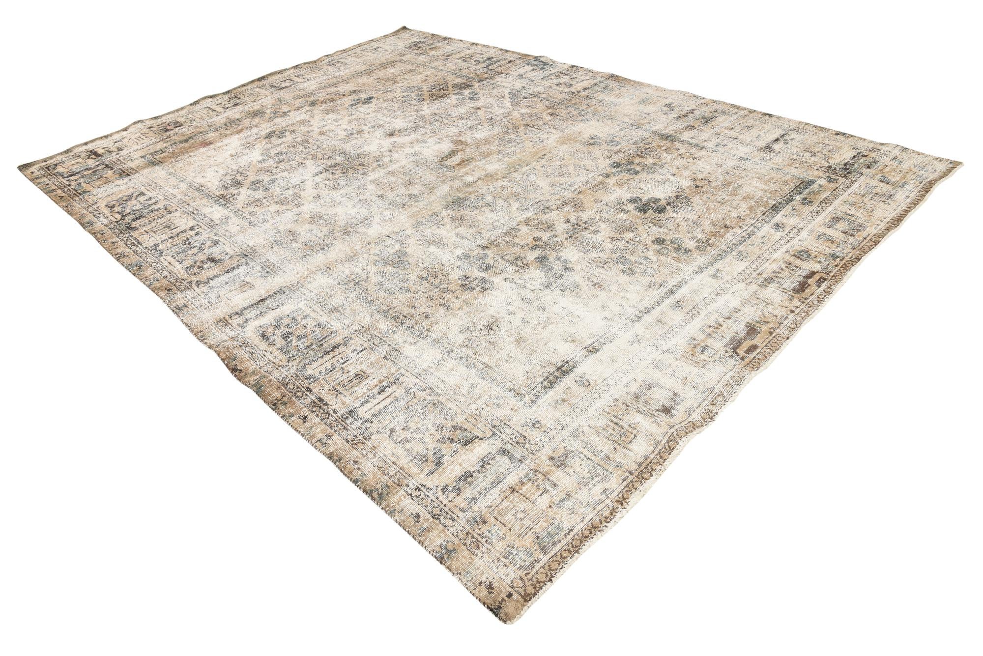 8' 9 x 11' 7 Hand Knotted Ultra Vintage Persian Wool Rug