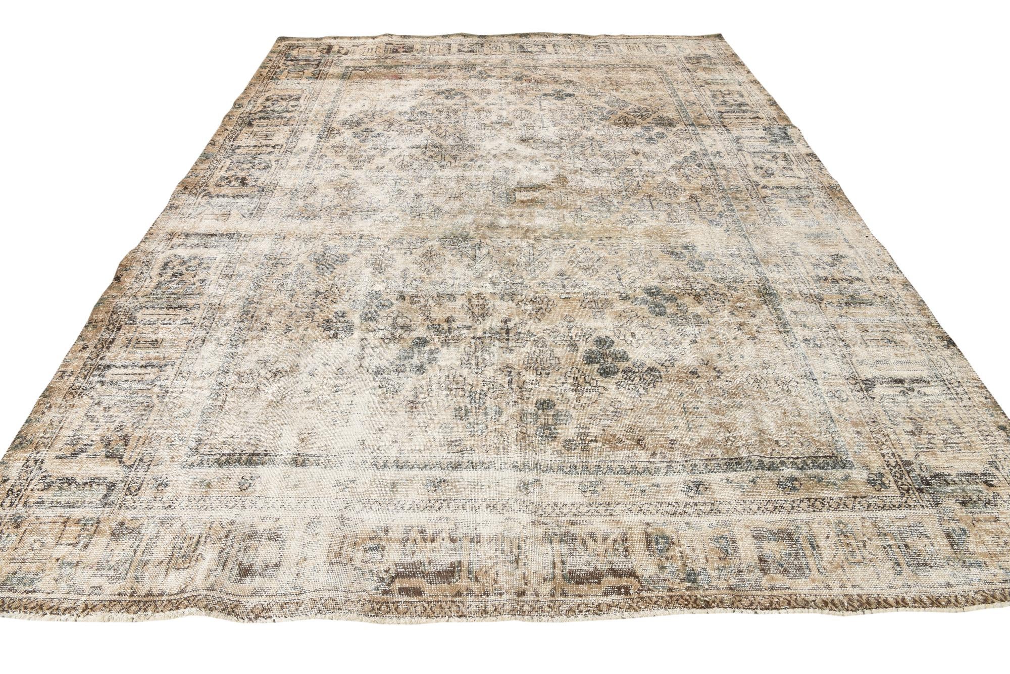 8' 9 x 11' 7 Hand Knotted Ultra Vintage Persian Wool Rug