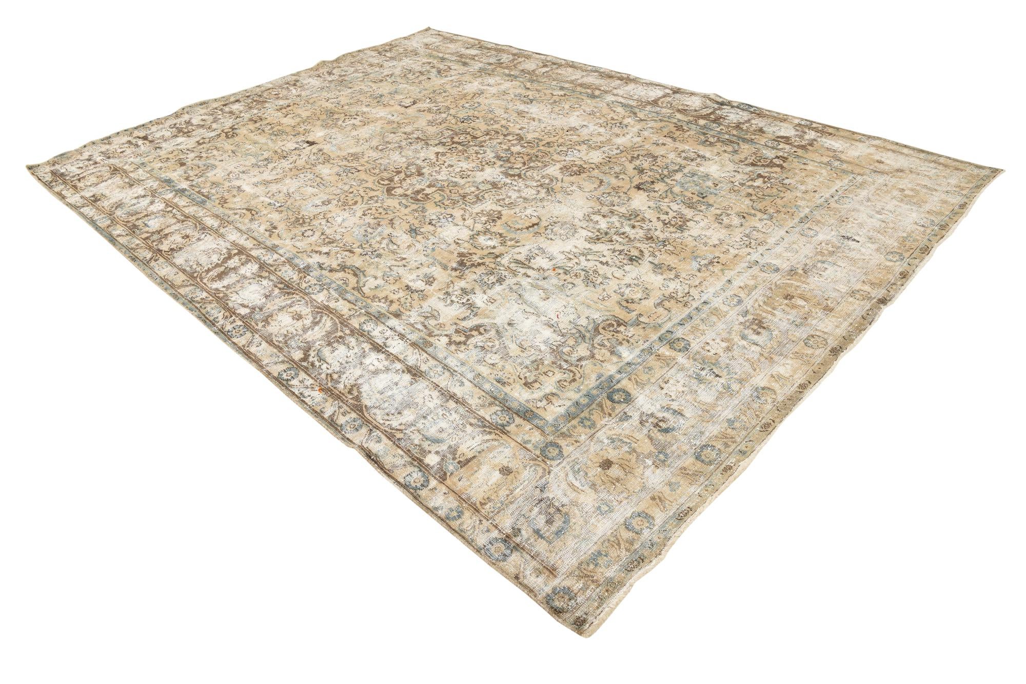9' 5 x 13' Hand Knotted Ultra Vintage Persian Wool Rug