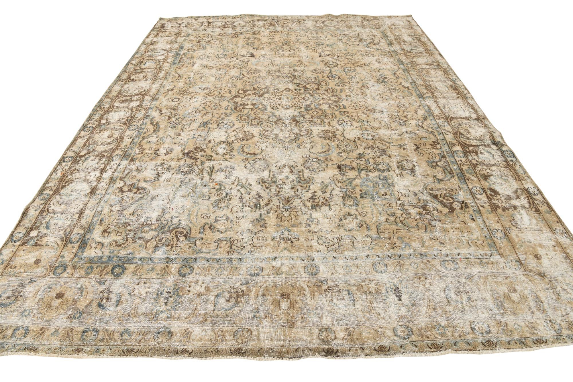 9' 5 x 13' Hand Knotted Ultra Vintage Persian Wool Rug