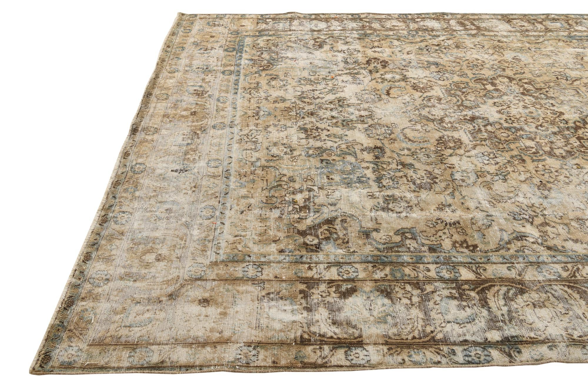 9' 5 x 13' Hand Knotted Ultra Vintage Persian Wool Rug
