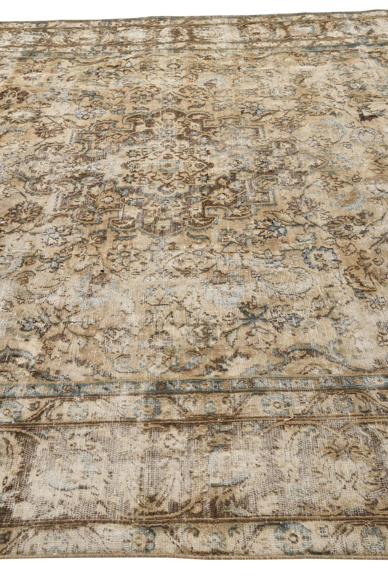 9' 5 x 13' Hand Knotted Ultra Vintage Persian Wool Rug
