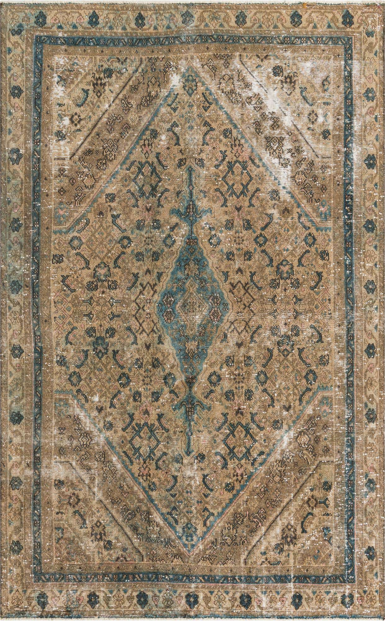 6' x 9' 10 Hand Knotted Ultra Vintage Persian Wool Rug