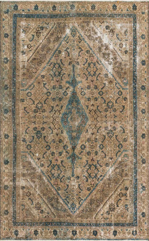 6' x 9' 10 Hand Knotted Ultra Vintage Persian Wool Rug
