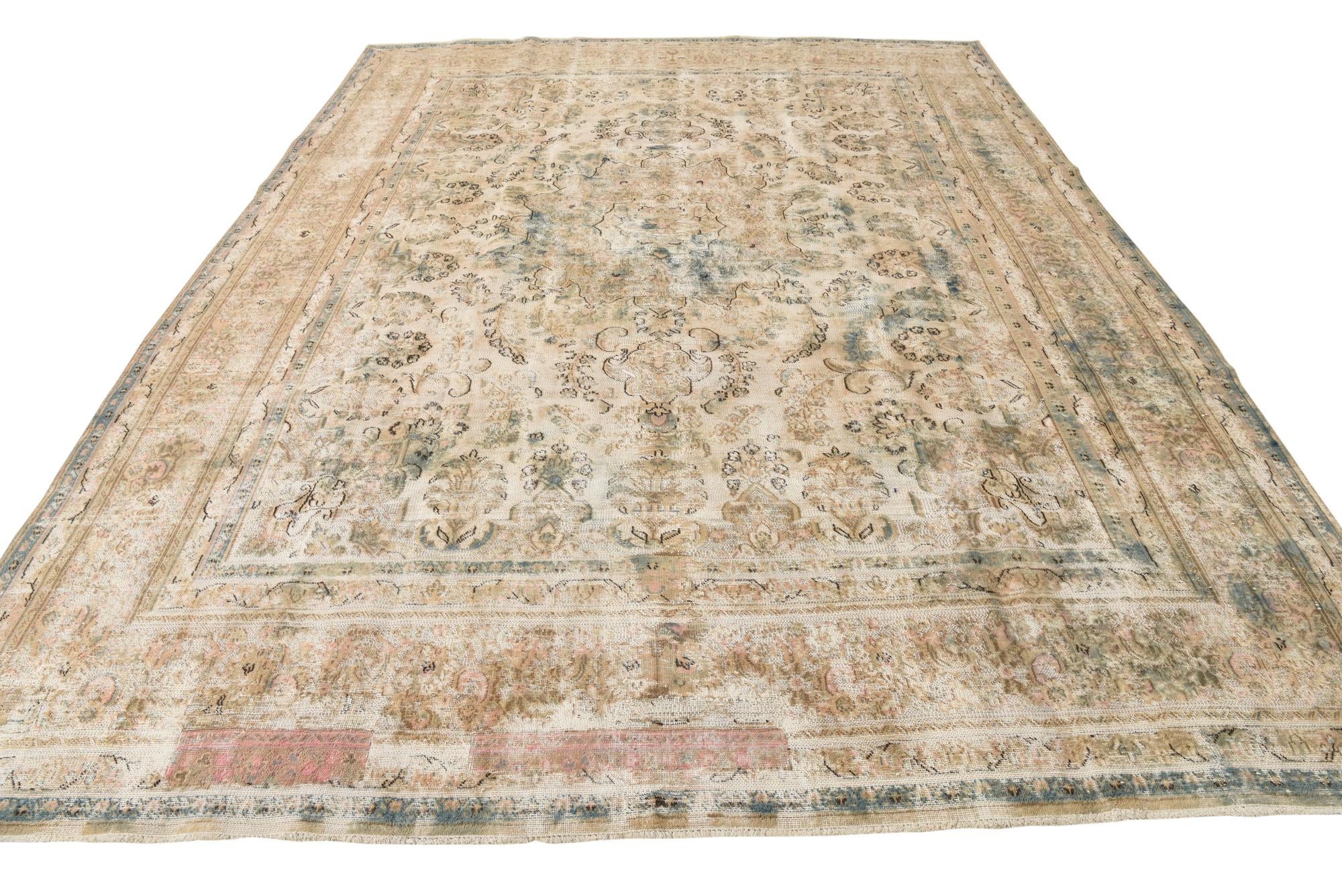 9' 4 x 12' 7 Hand Knotted Ultra Vintage Persian Wool Rug