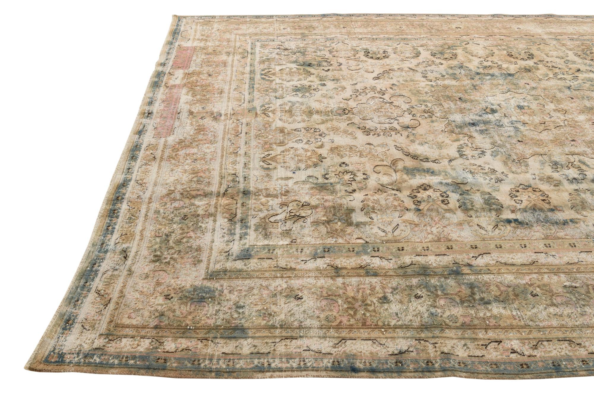 9' 4 x 12' 7 Hand Knotted Ultra Vintage Persian Wool Rug