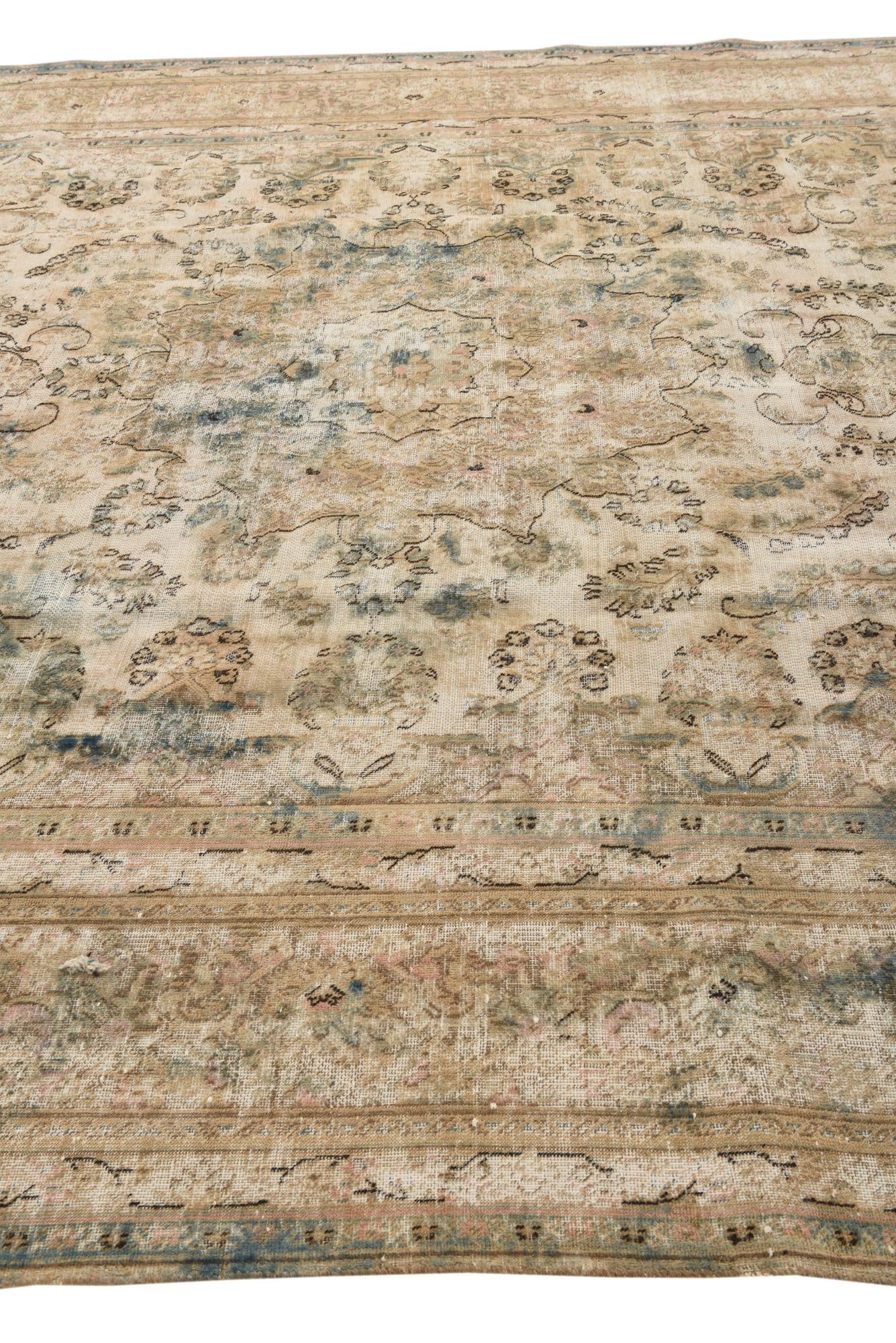 9' 4 x 12' 7 Hand Knotted Ultra Vintage Persian Wool Rug