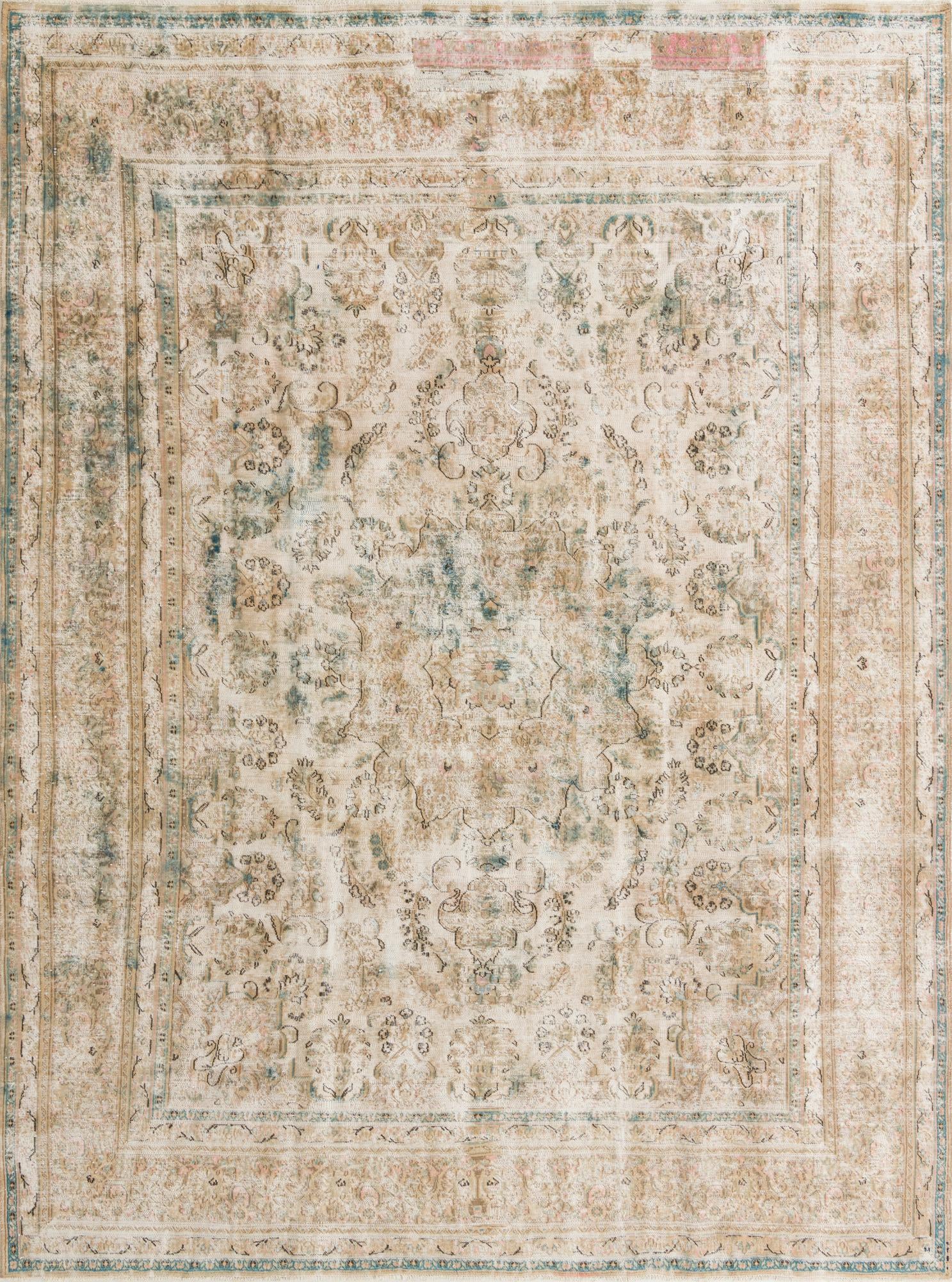 9' 4 x 12' 7 Hand Knotted Ultra Vintage Persian Wool Rug