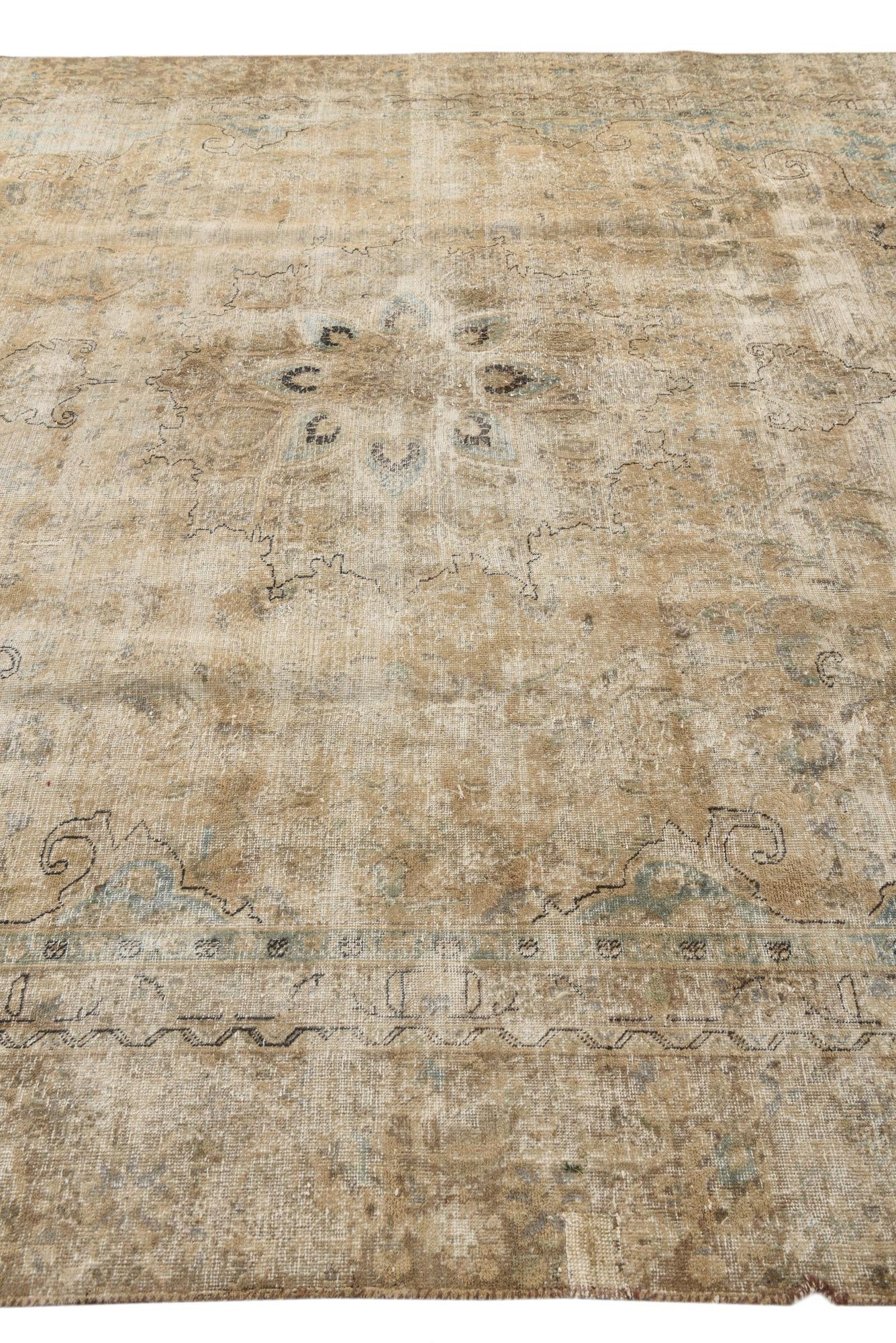 8' 10 x 11' 6 Hand Knotted Ultra Vintage Persian Wool Rug