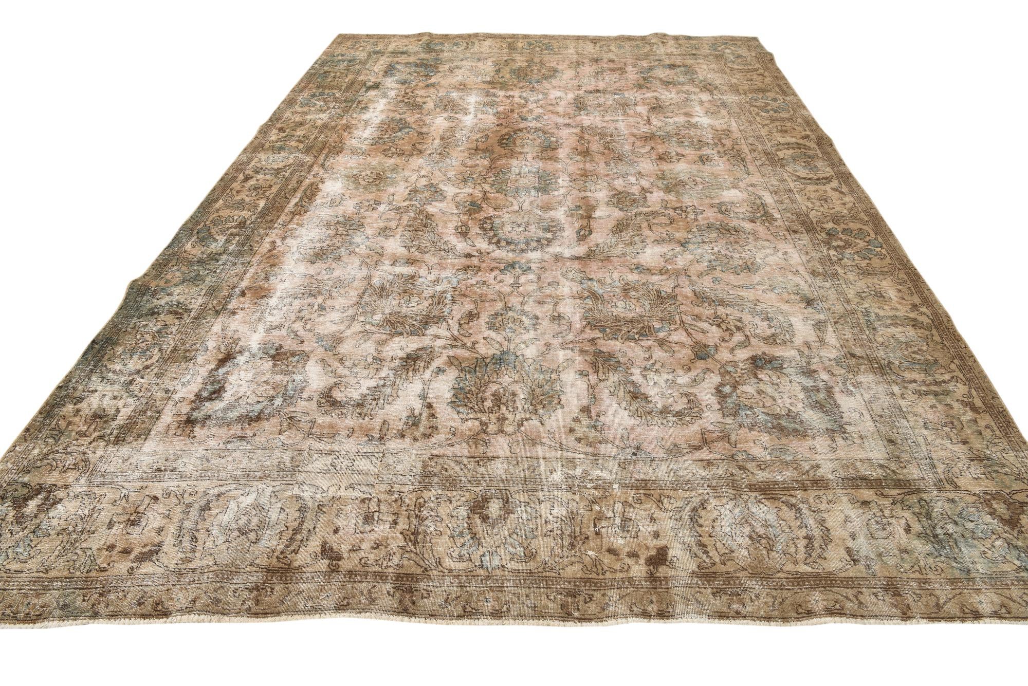 9' x 12' 10 Hand Knotted Ultra Vintage Persian Wool Rug