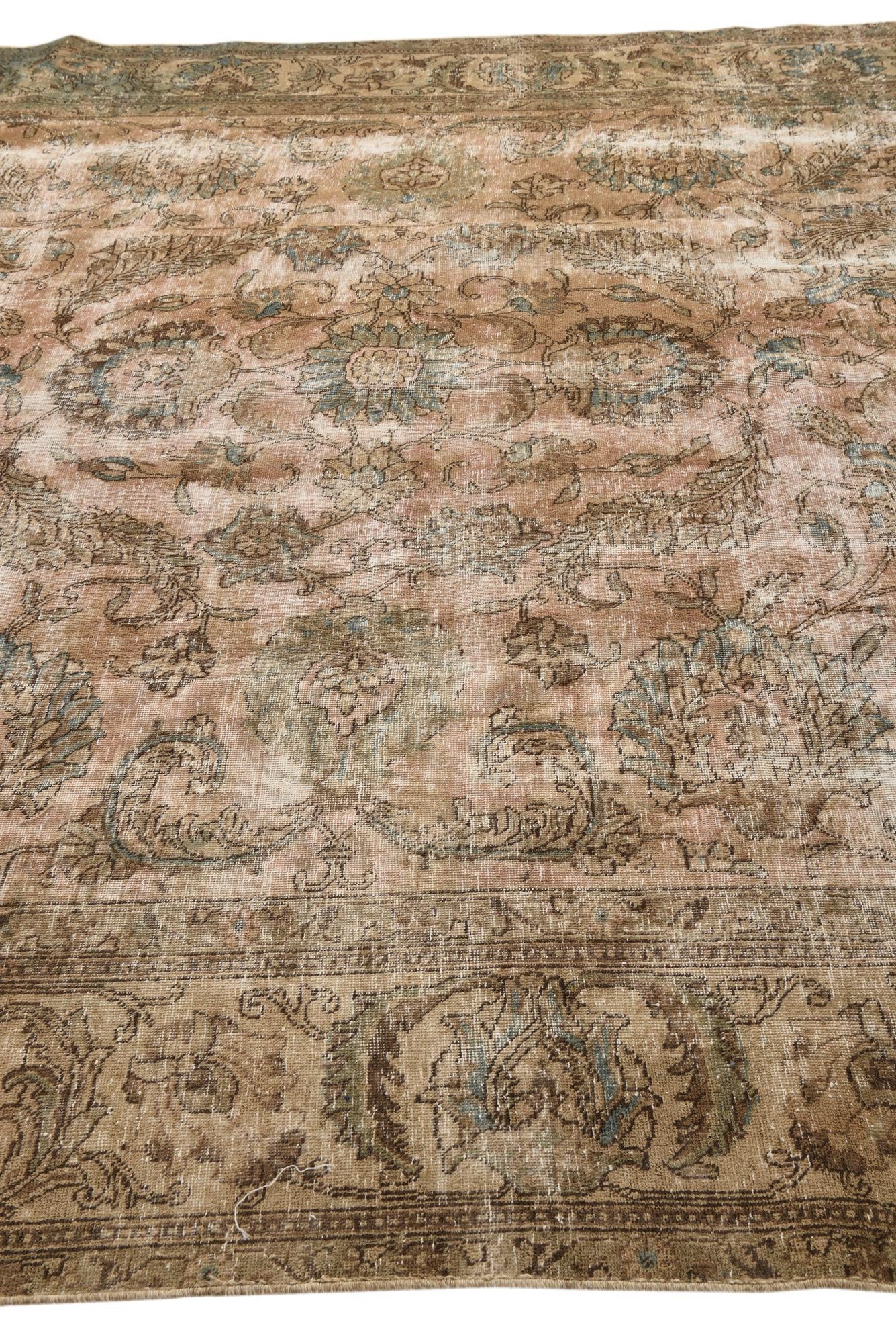 9' x 12' 10 Hand Knotted Ultra Vintage Persian Wool Rug