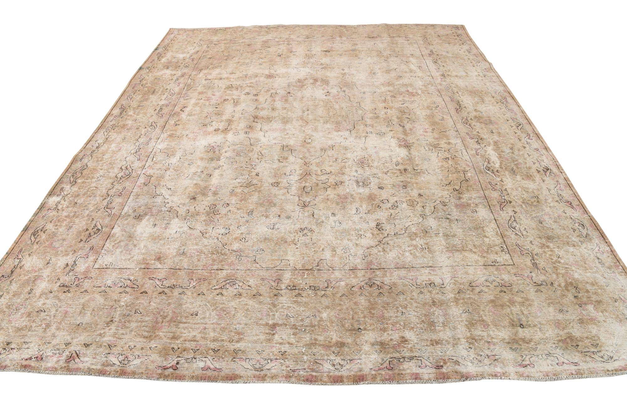 9' 8 x 12' 3 Hand Knotted Ultra Vintage Persian Wool Rug