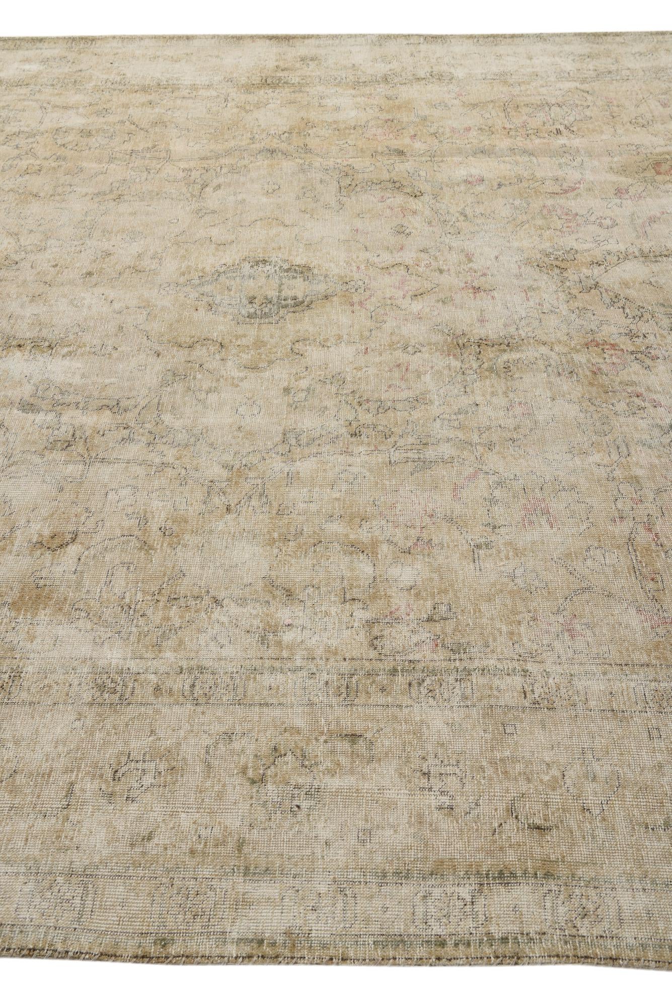 9' 6 x 12' 7 Hand Knotted Ultra Vintage Persian Wool Rug
