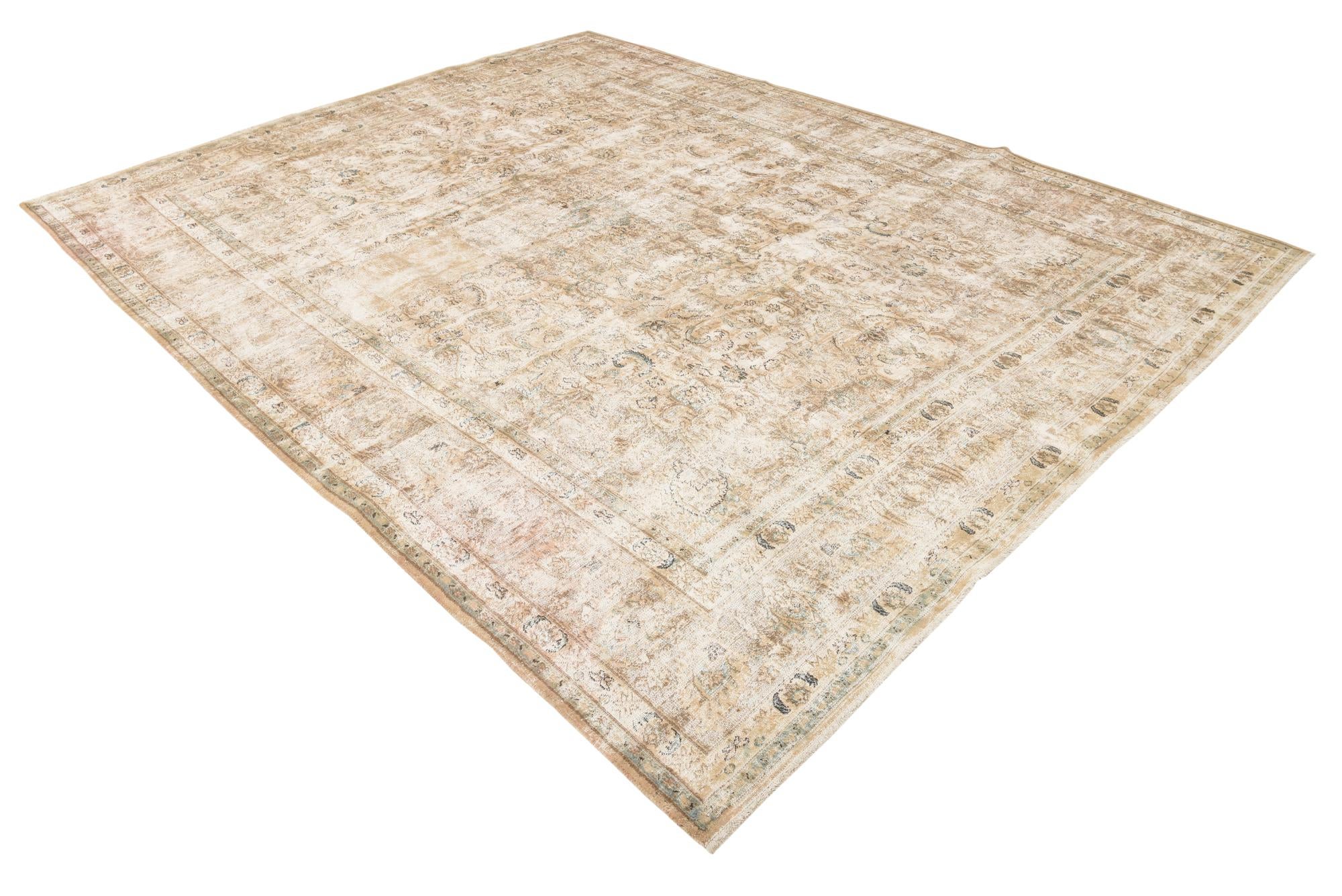 285cm x 380cm Hand Knotted Ultra Vintage Persian Wool Rug