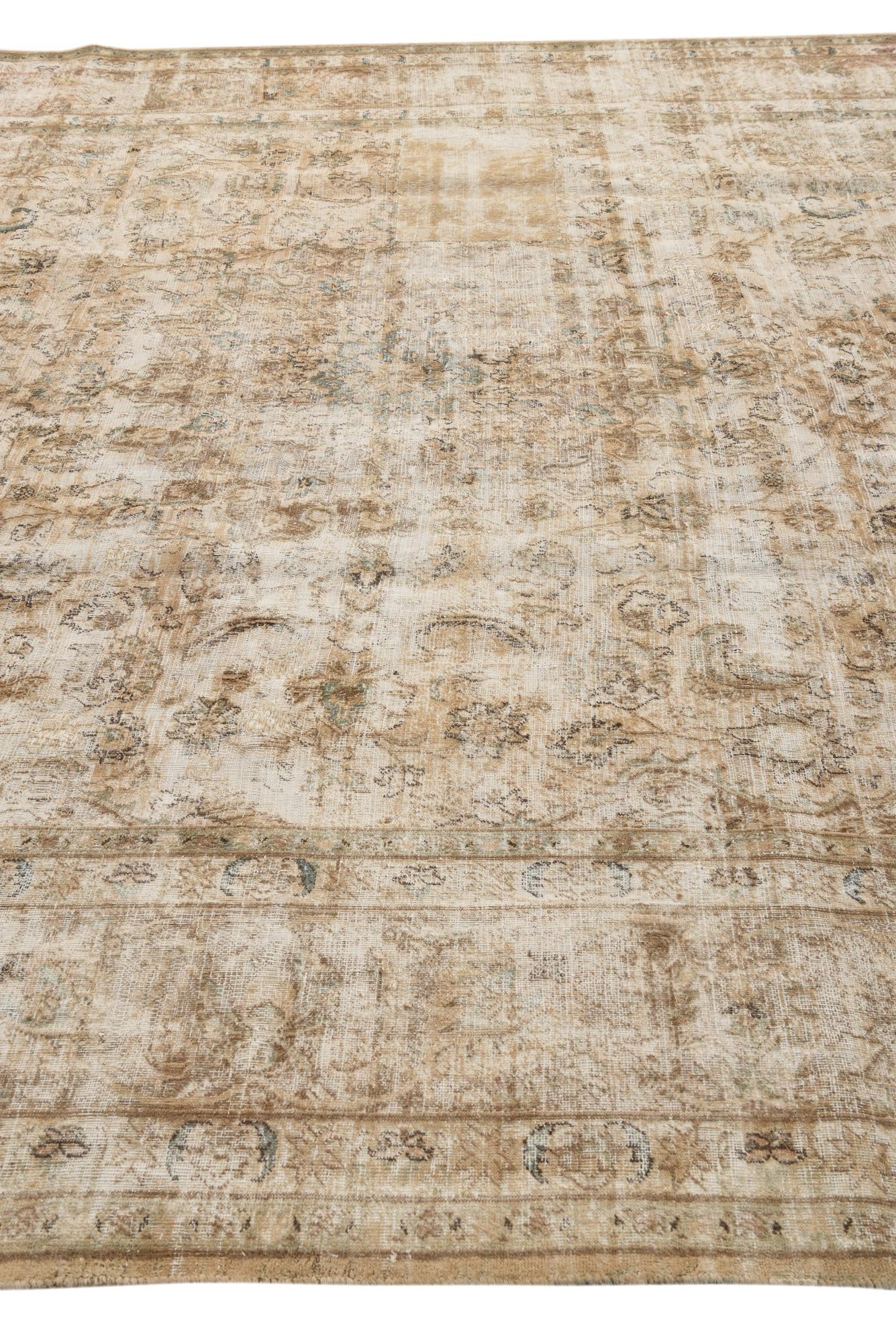 285cm x 380cm Hand Knotted Ultra Vintage Persian Wool Rug