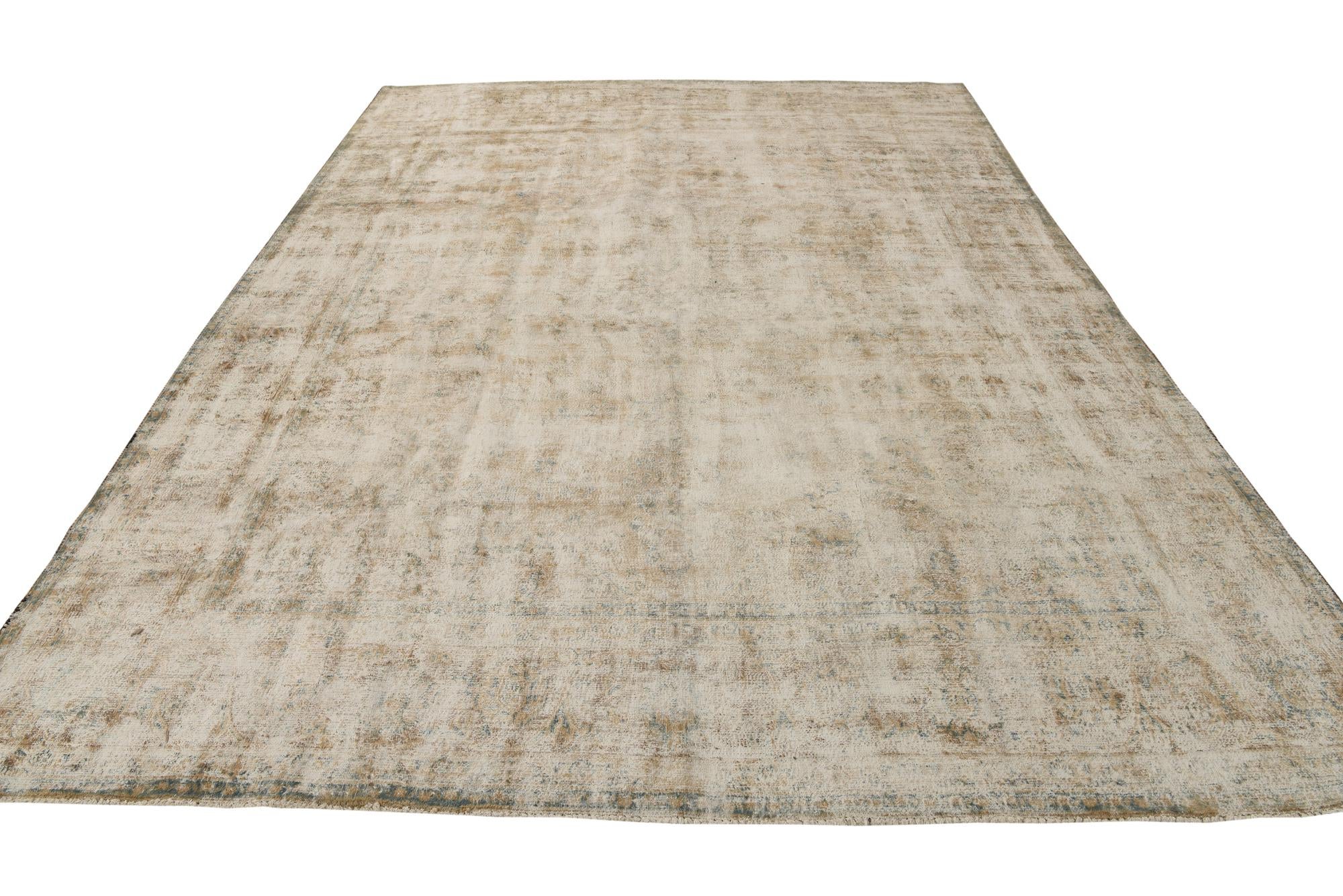 9' 3 x 13' Hand Knotted Ultra Vintage Persian Wool Rug