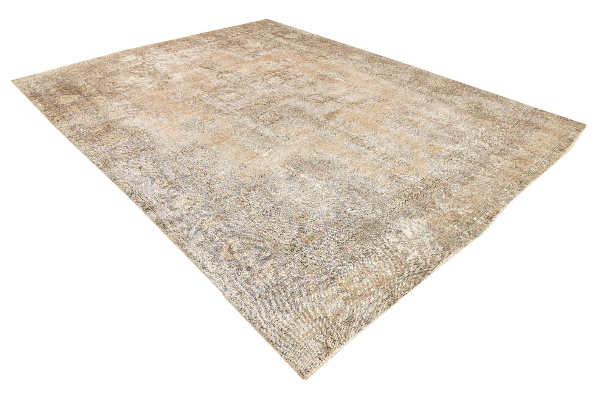 9' 9 x 12' 6 Hand Knotted Ultra Vintage Persian Wool Rug