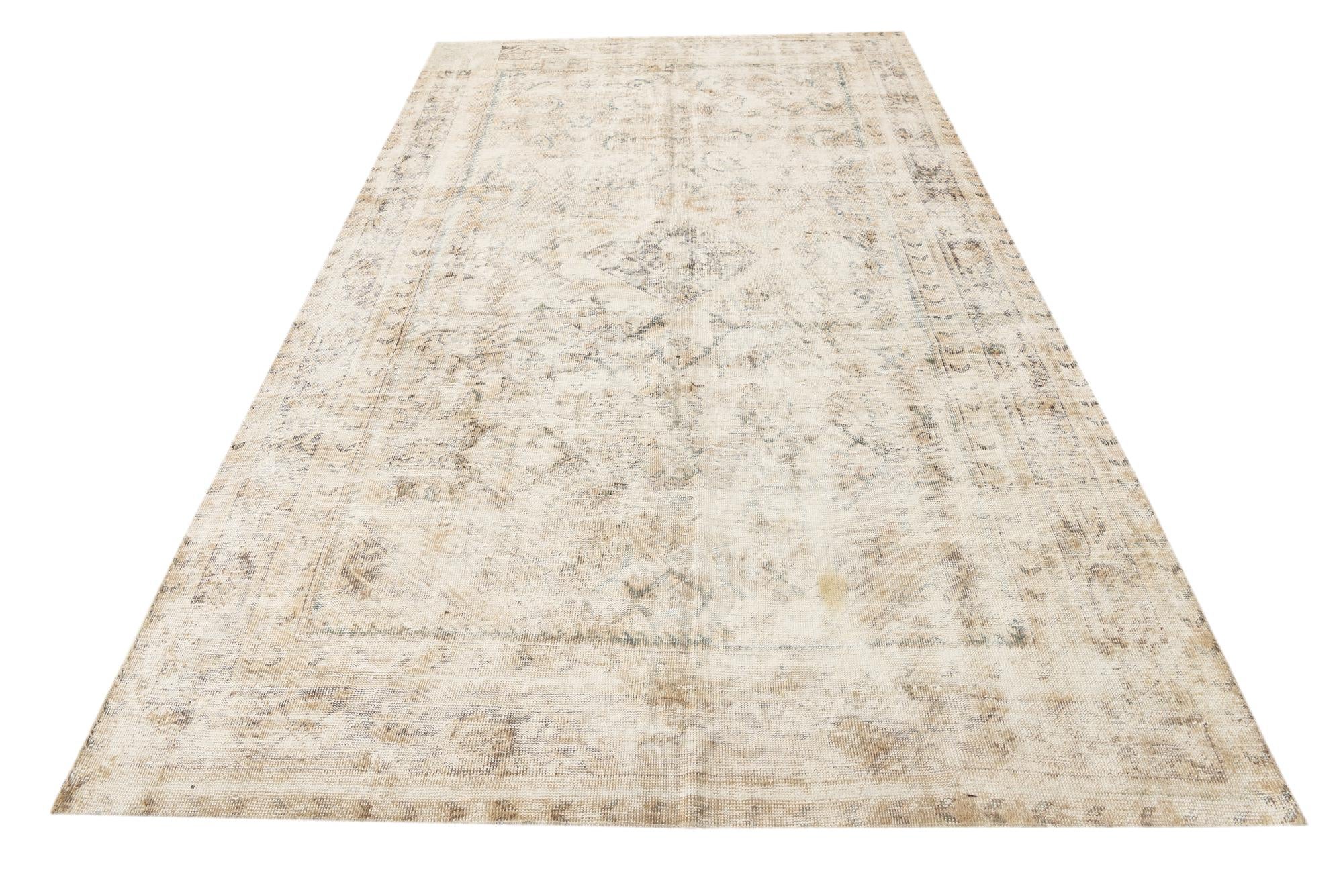 6' 8 x 11' 6 Hand Knotted Ultra Vintage Persian Wool Rug