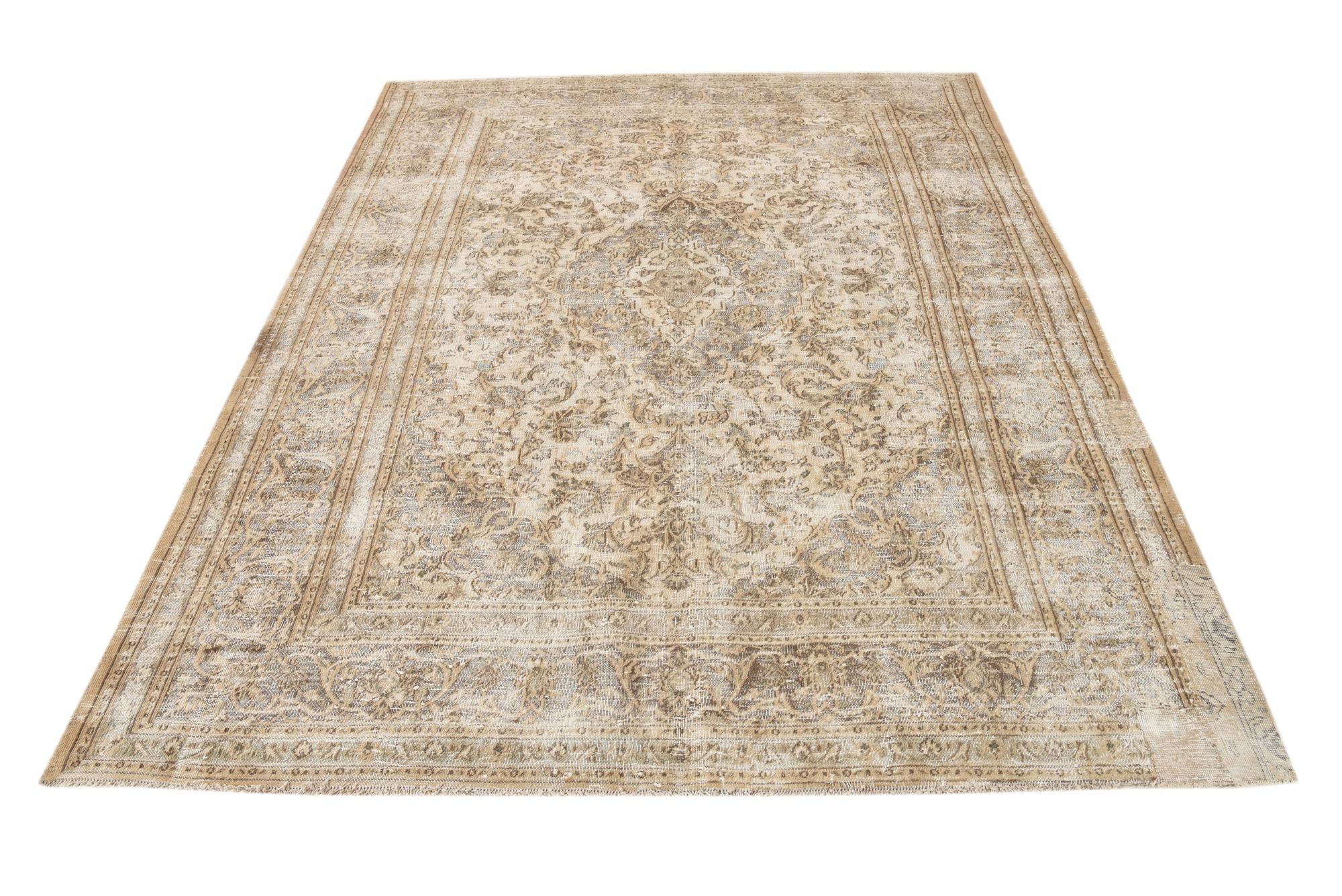 6' 9 x 8' 9 Hand Knotted Ultra Vintage Persian Wool Rug