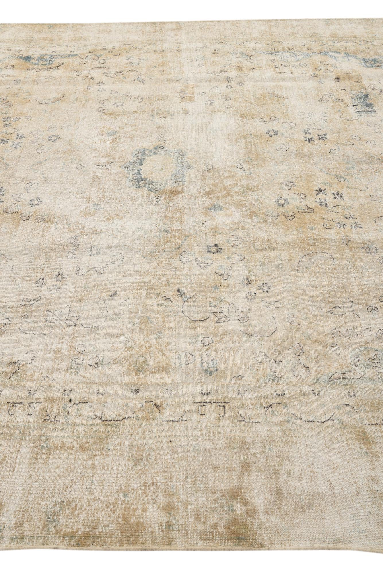 8' 10 x 12' 5 Hand Knotted Ultra Vintage Persian Wool Rug