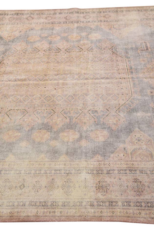 Detail image of 6' 4 x 9' 10 Hand Knotted Ultra Vintage Persian Wool Rug
