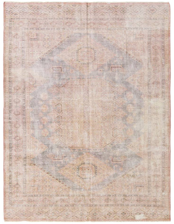 Detail image of 6' 4 x 9' 10 Hand Knotted Ultra Vintage Persian Wool Rug