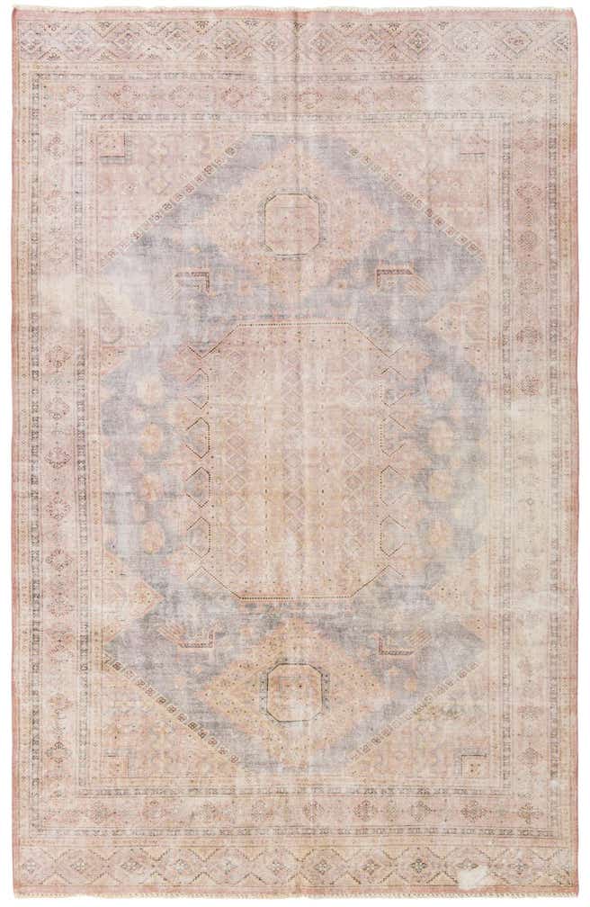 6' 4 x 9' 10 Hand Knotted Ultra Vintage Persian Wool Rug