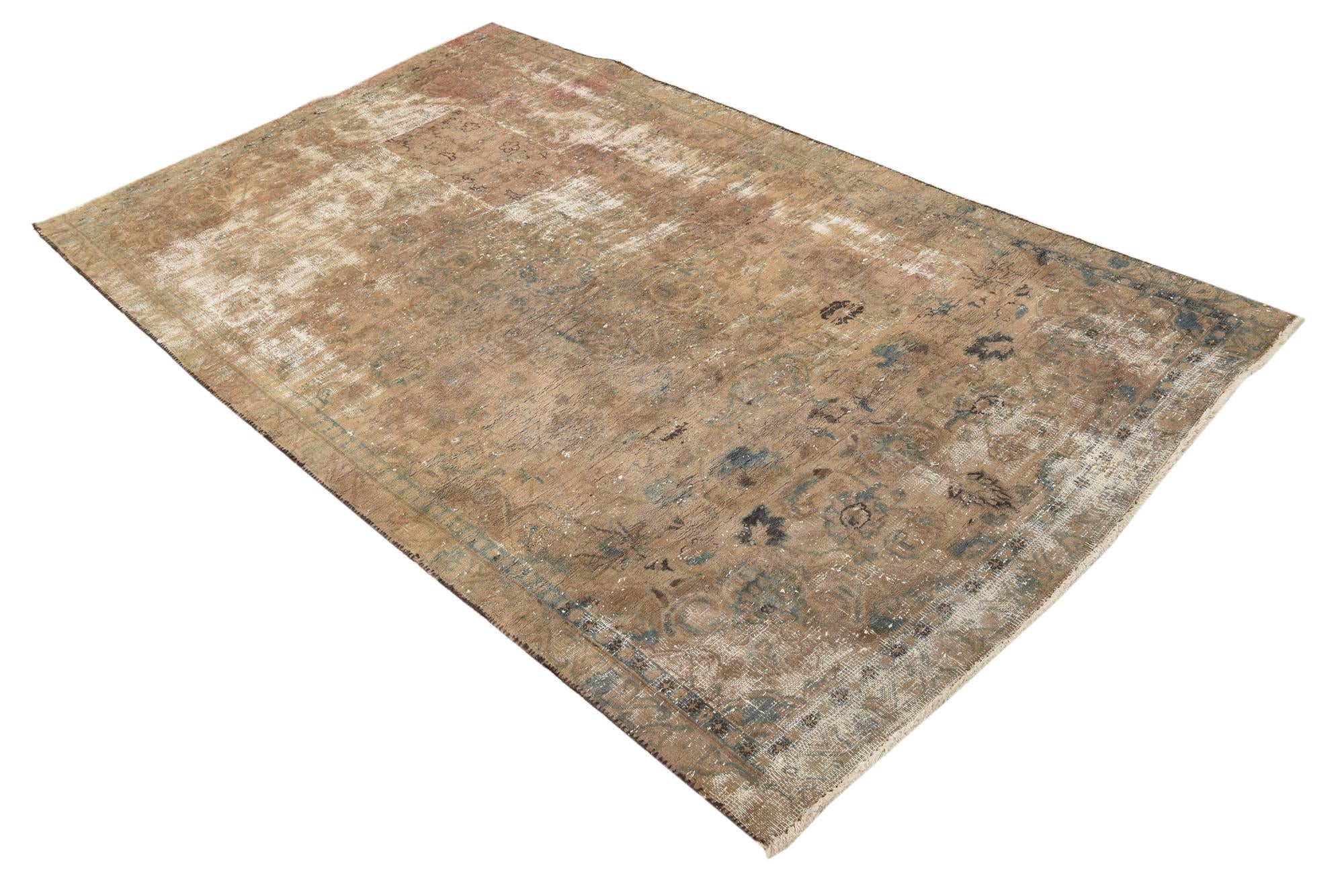 4' 5 x 7' 7 Hand Knotted Ultra Vintage Persian Wool Rug