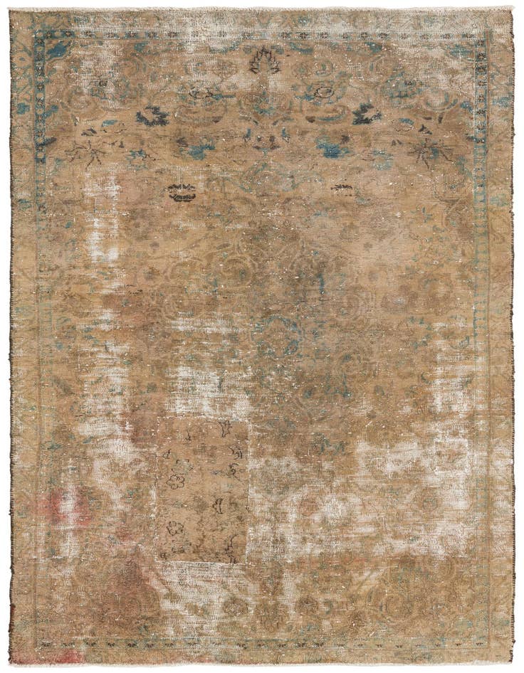 Detail image of 4' 5 x 7' 7 Hand Knotted Ultra Vintage Persian Wool Rug