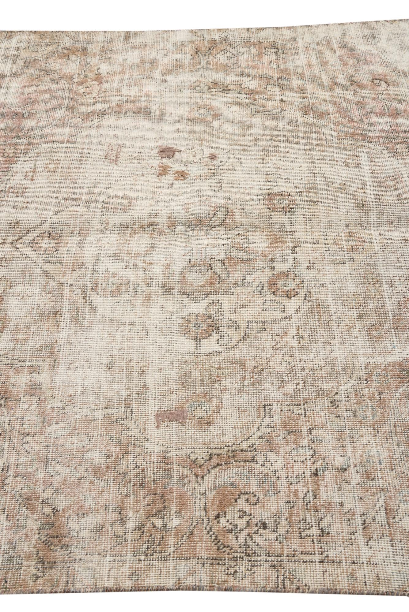 4' 10 x 8' Hand Knotted Ultra Vintage Persian Wool Rug