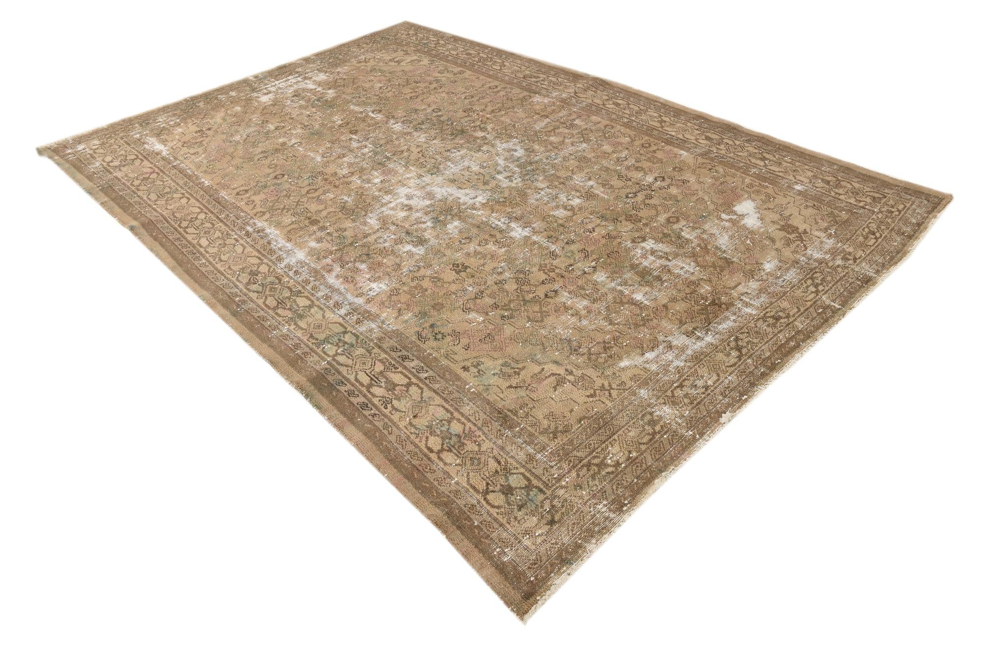 6' 10 x 9' 7 Hand Knotted Ultra Vintage Persian Wool Rug