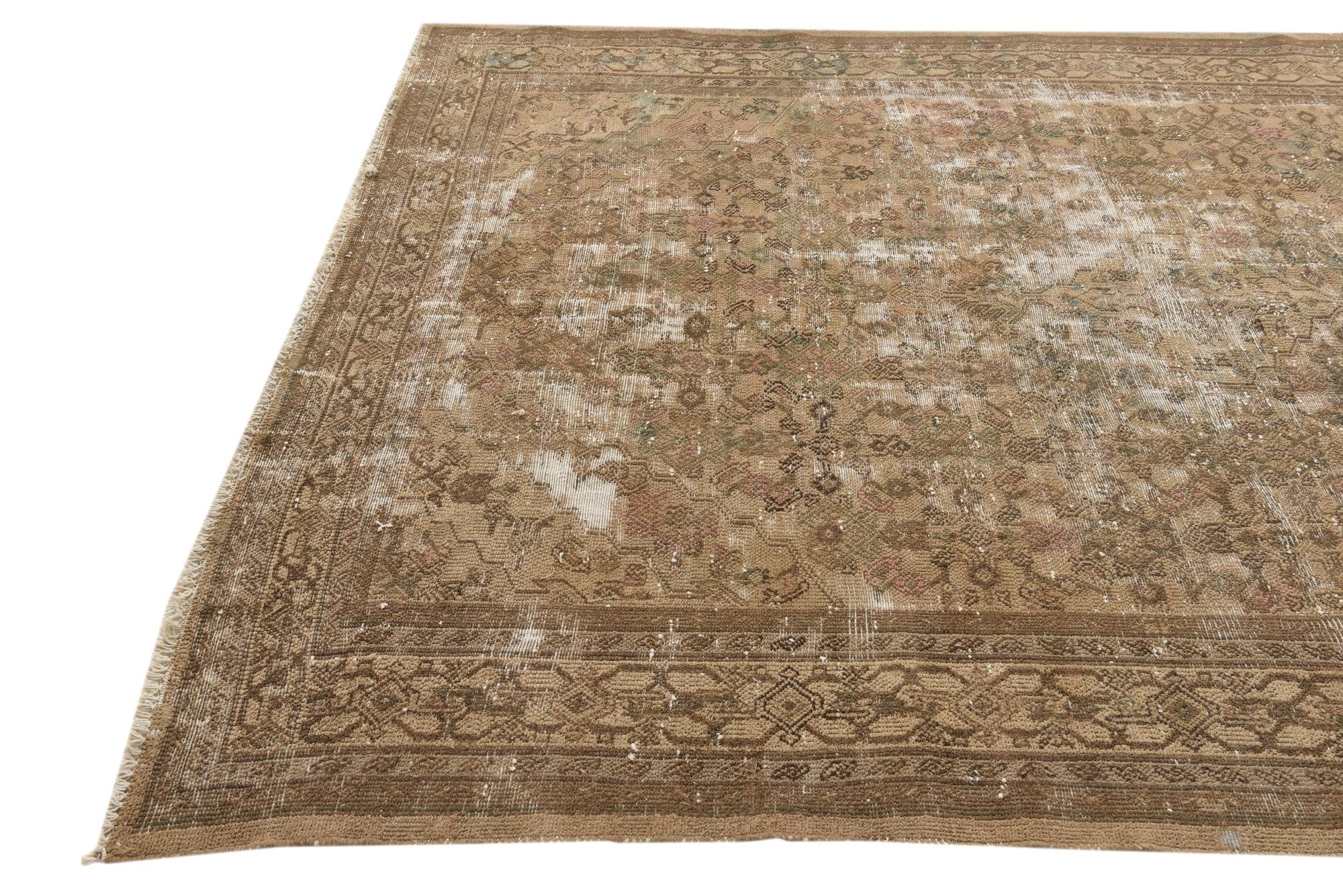6' 10 x 9' 7 Hand Knotted Ultra Vintage Persian Wool Rug