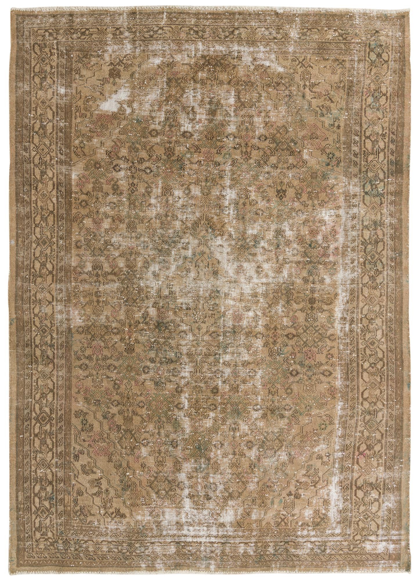 6' 10 x 9' 7 Hand Knotted Ultra Vintage Persian Wool Rug