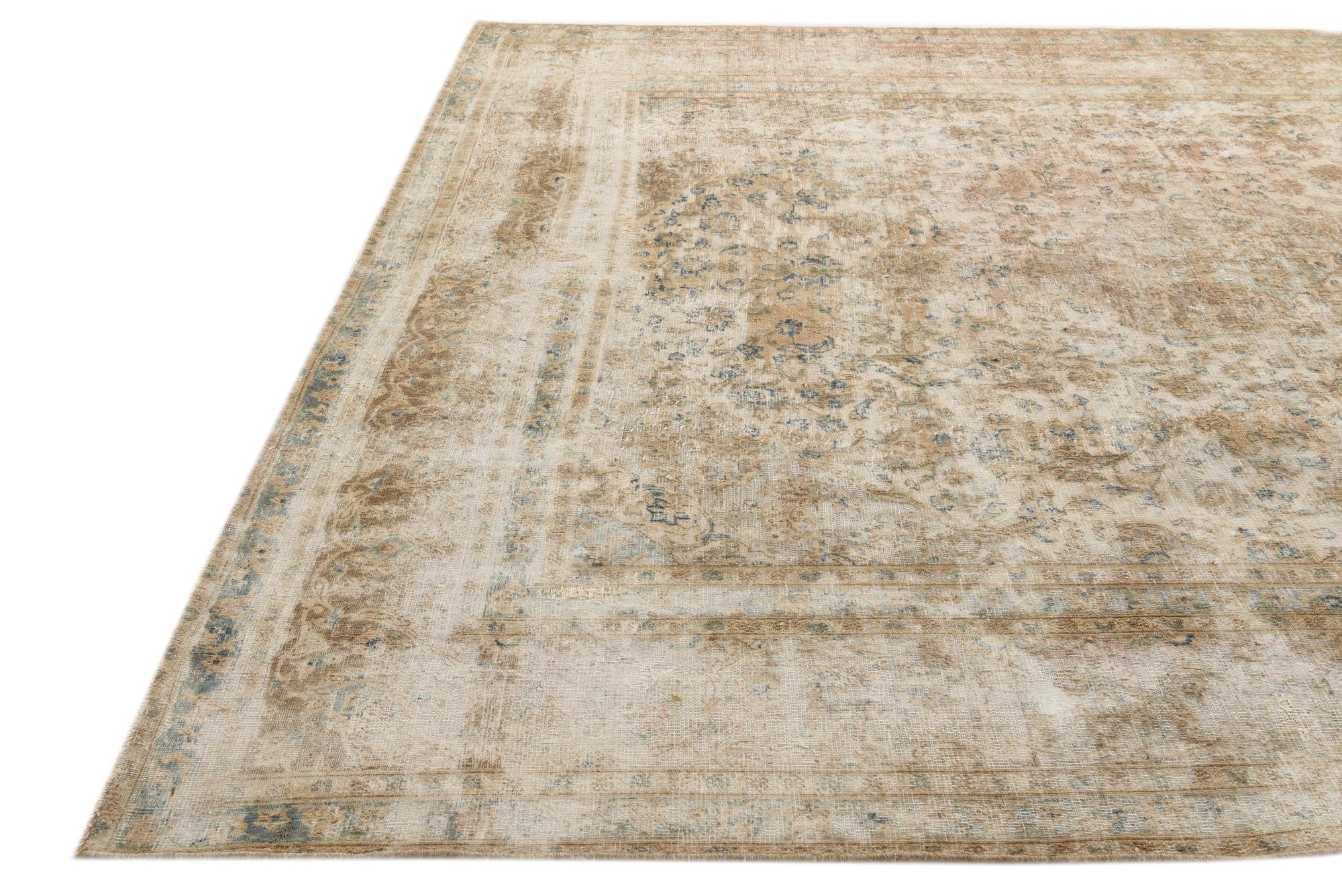 9' 4 x 12' 6 Hand Knotted Ultra Vintage Persian Wool Rug