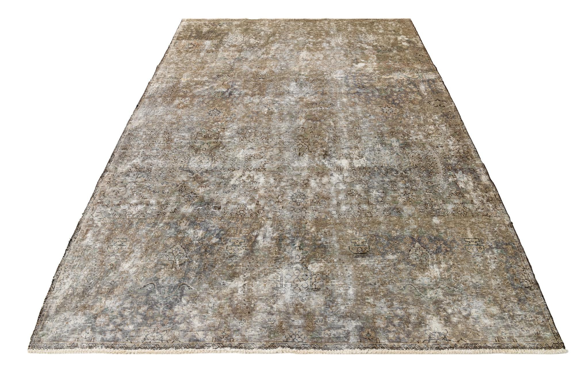 7' x 9' 9 Hand Knotted Ultra Vintage Persian Wool Rug