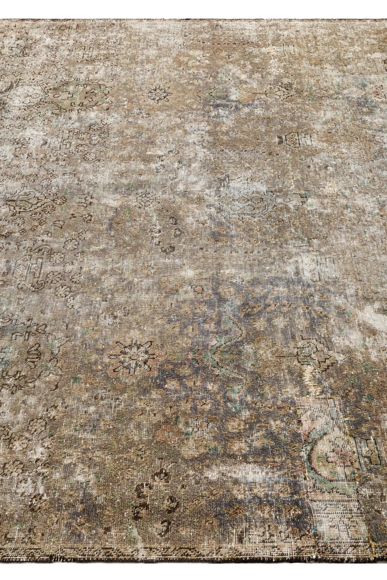 7' x 9' 9 Hand Knotted Ultra Vintage Persian Wool Rug