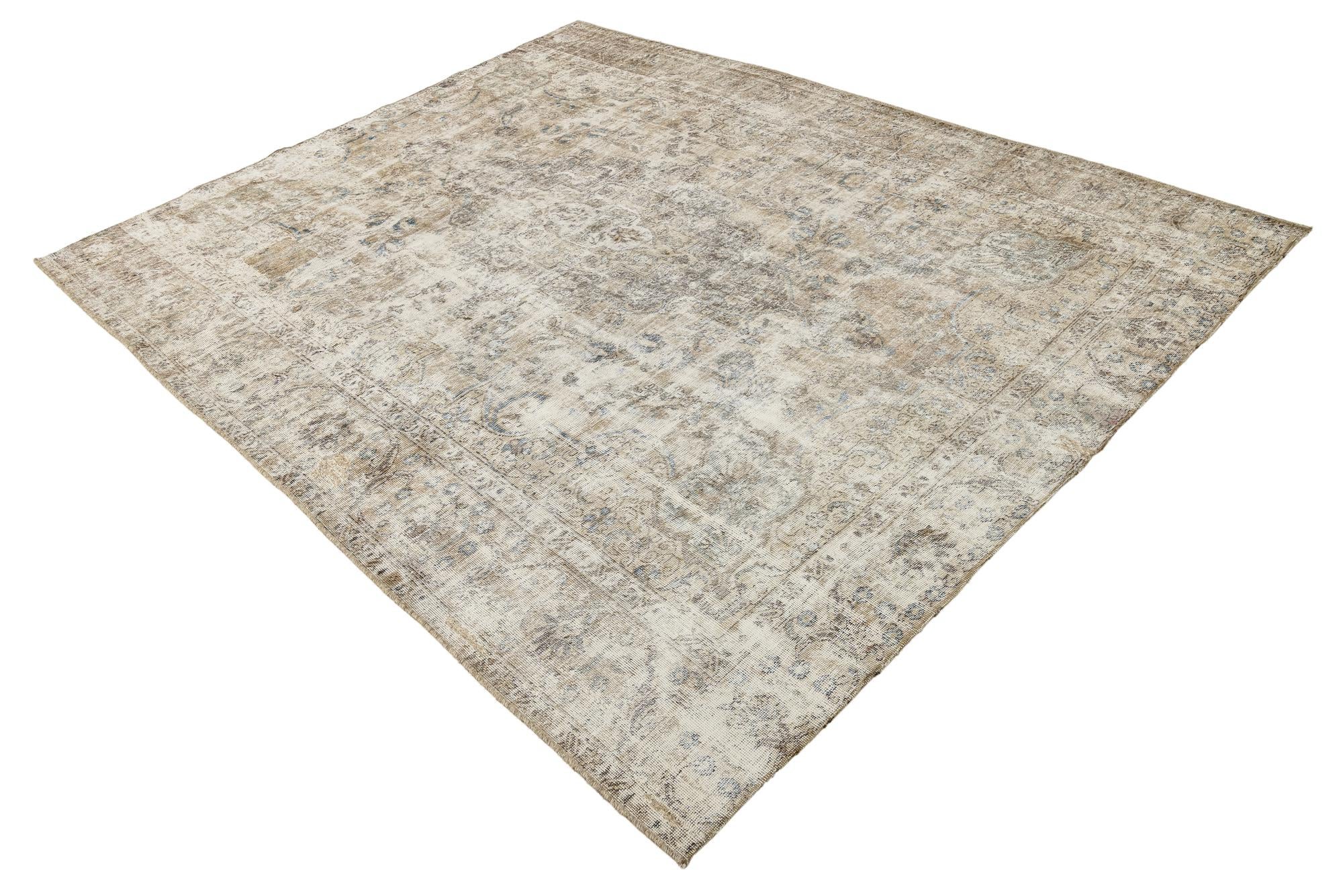 7' 1 x 8' 9 Hand Knotted Ultra Vintage Persian Wool Rug