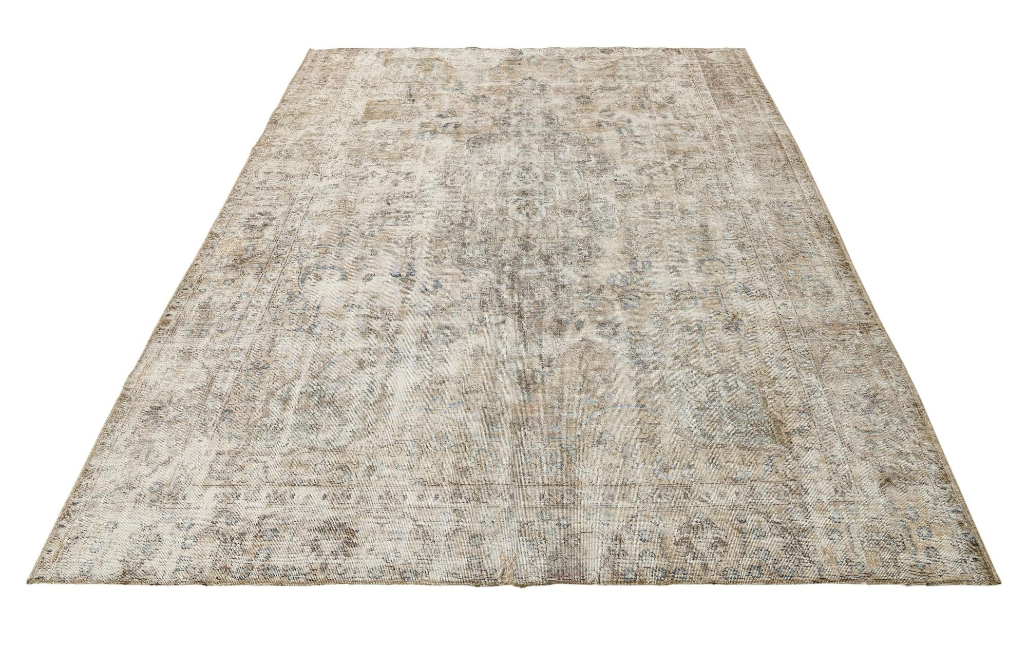 7' 1 x 8' 9 Hand Knotted Ultra Vintage Persian Wool Rug
