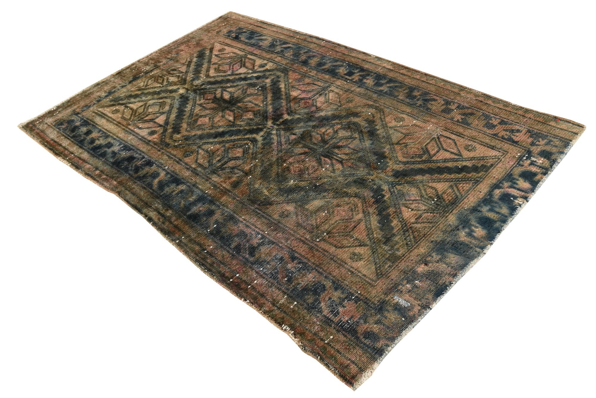 4' 6 x 7' Hand Knotted Ultra Vintage Persian Wool Rug