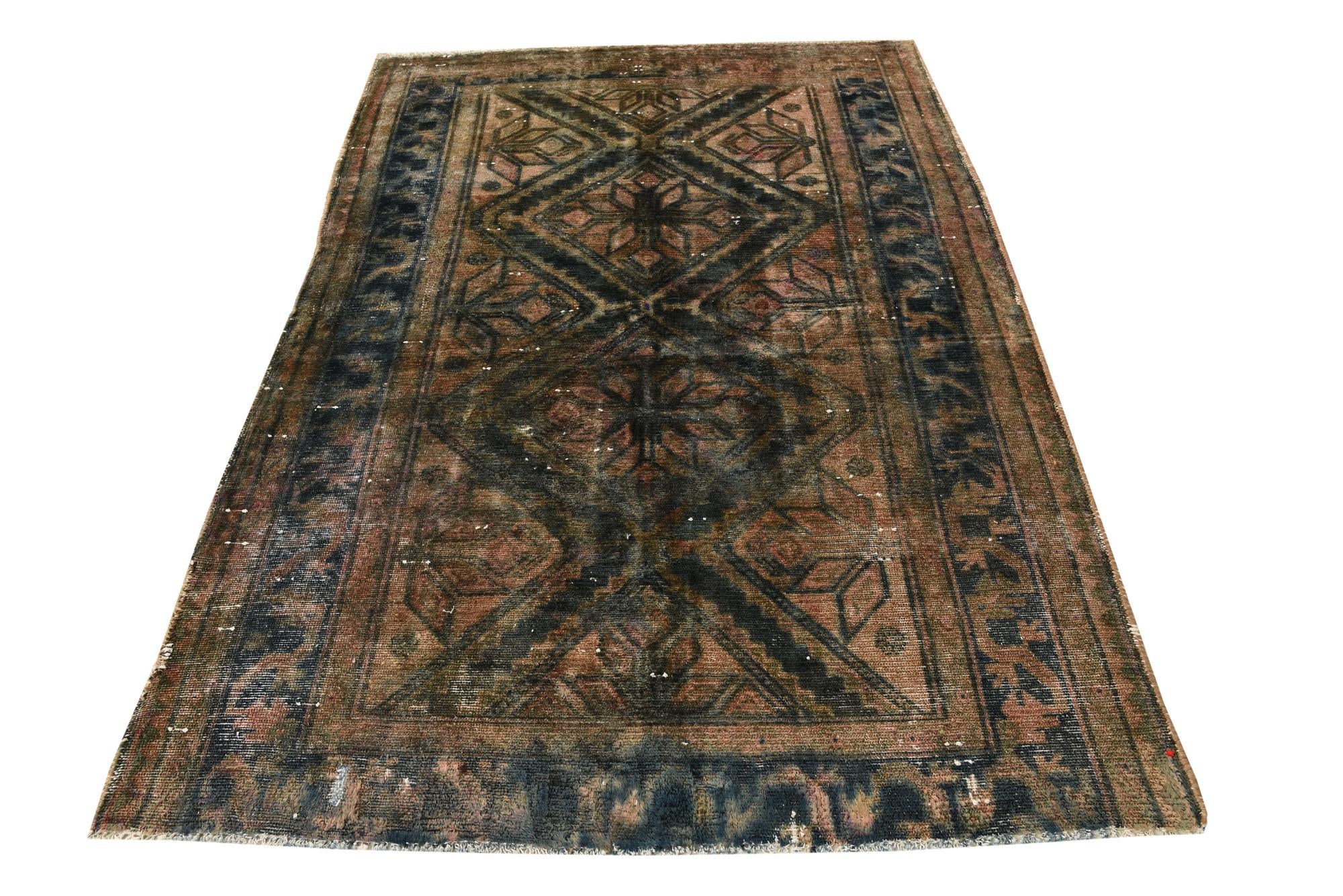 4' 6 x 7' Hand Knotted Ultra Vintage Persian Wool Rug