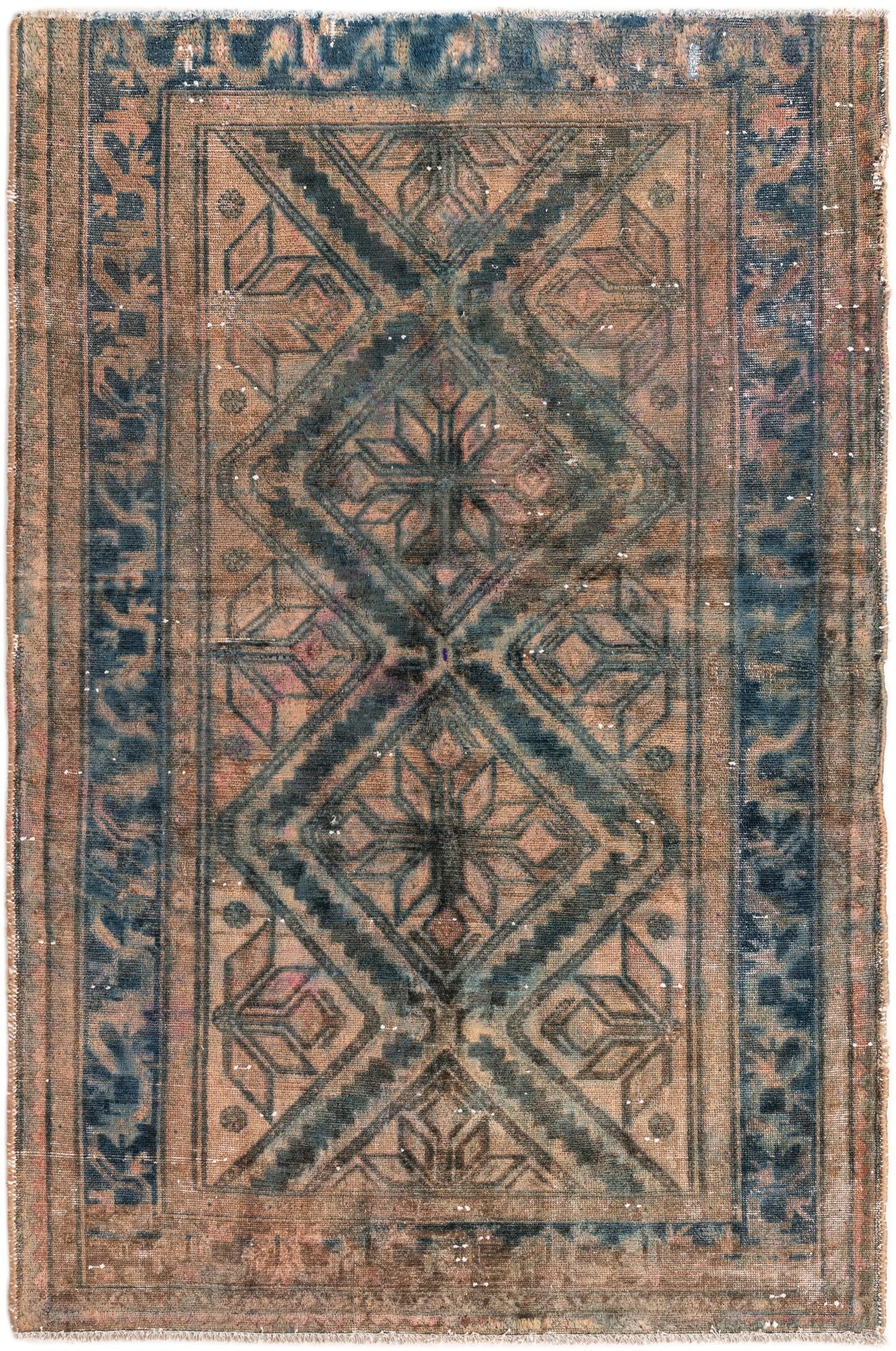4' 6 x 7' Hand Knotted Ultra Vintage Persian Wool Rug