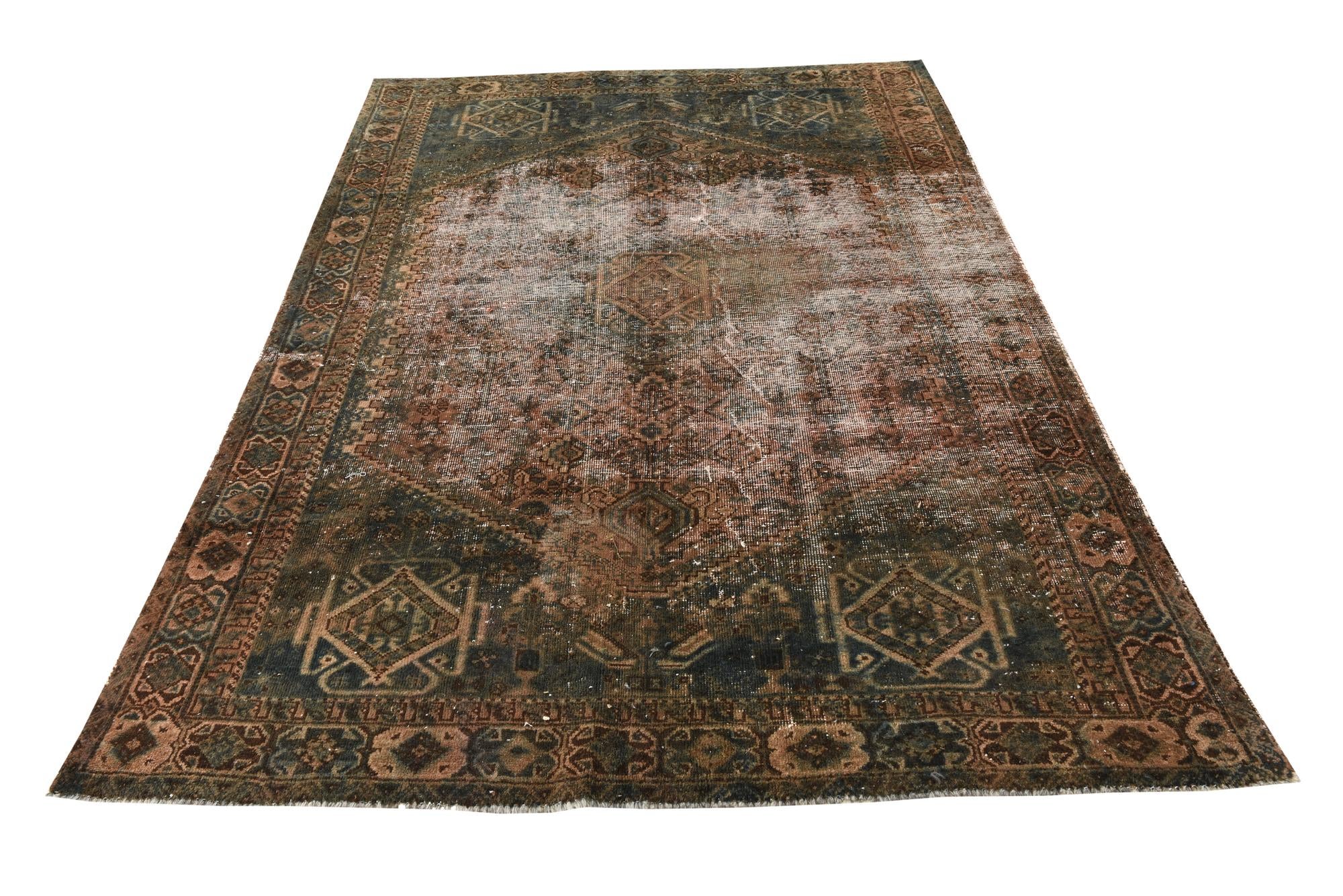 5' 9 x 8' 2 Hand Knotted Ultra Vintage Persian Wool Rug